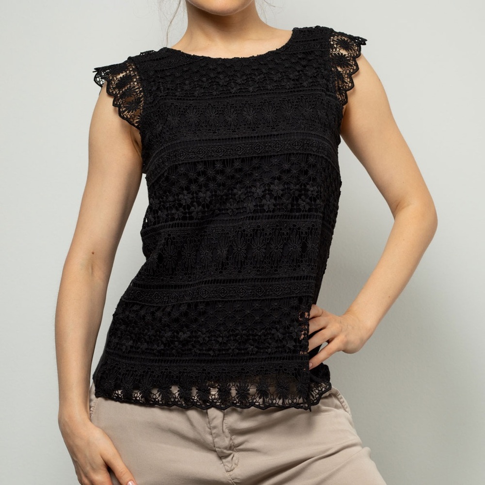 Stradivarius Lace Top Blouse summer black casual